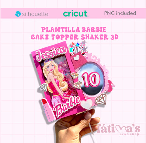Barbiiiee Plantilla Cake Topper Shaker 3D