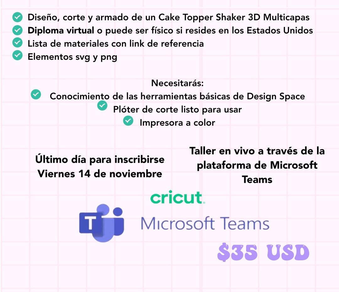 Taller en vivo Cake Topper Shaker