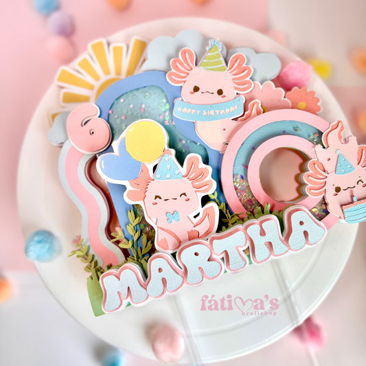 Plantilla Ajolote 3D Double Shaker Cake Topper